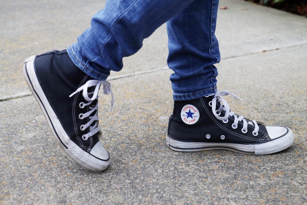 Stripe Converse all star Hi chuck 70 on foot