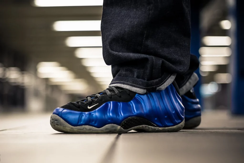 Nike Foamposite 1 Royal Blue on foot