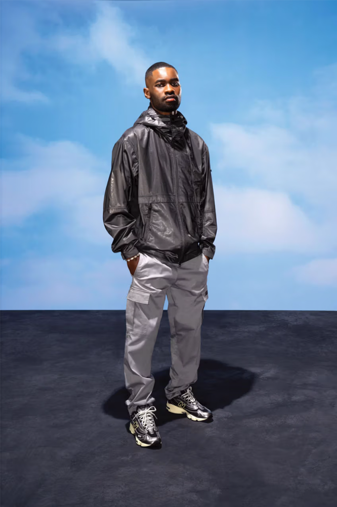 Rap star Dave wearing the New Balance 1000 Metallic
