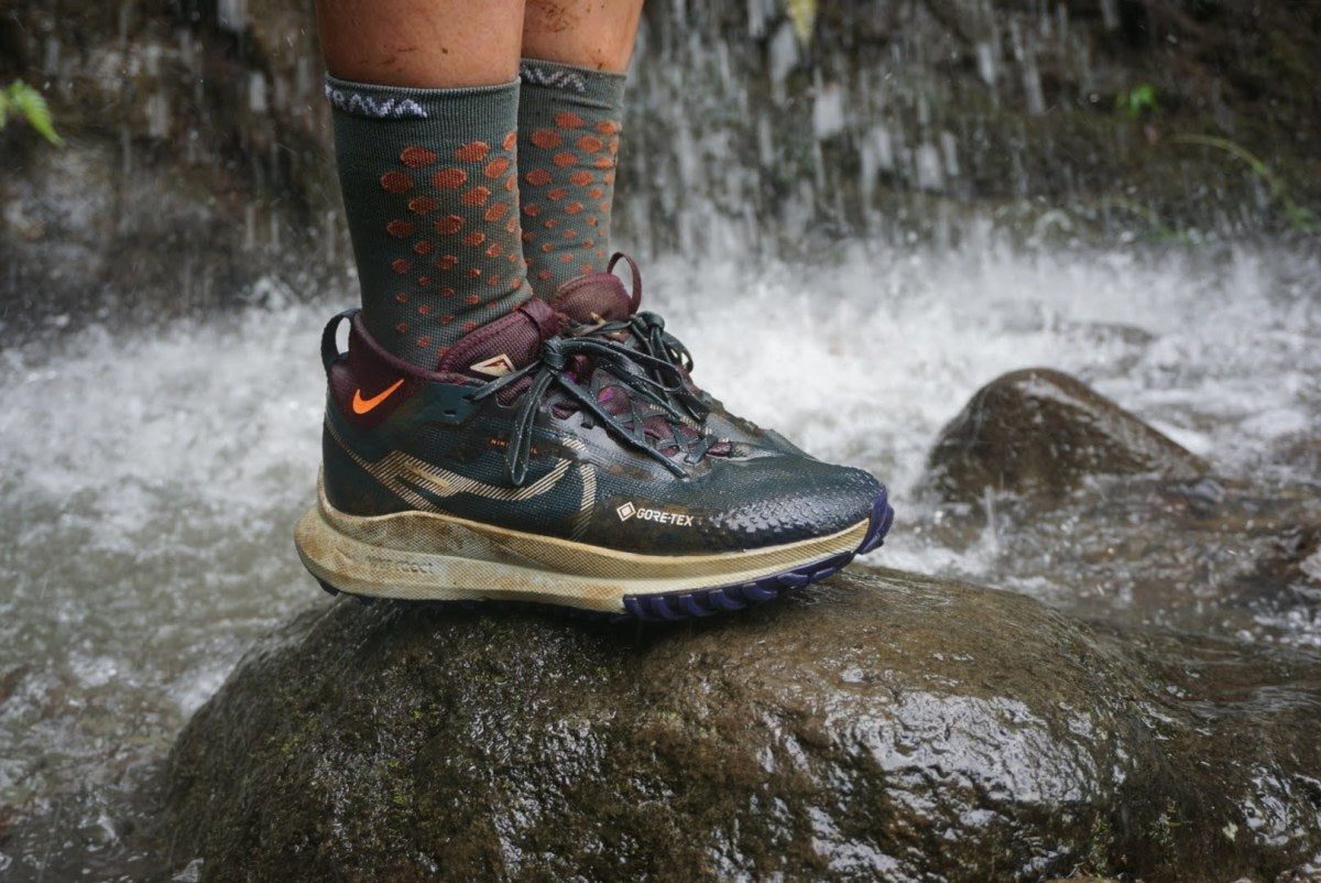 Nke x Goretex shoes in a waterfall