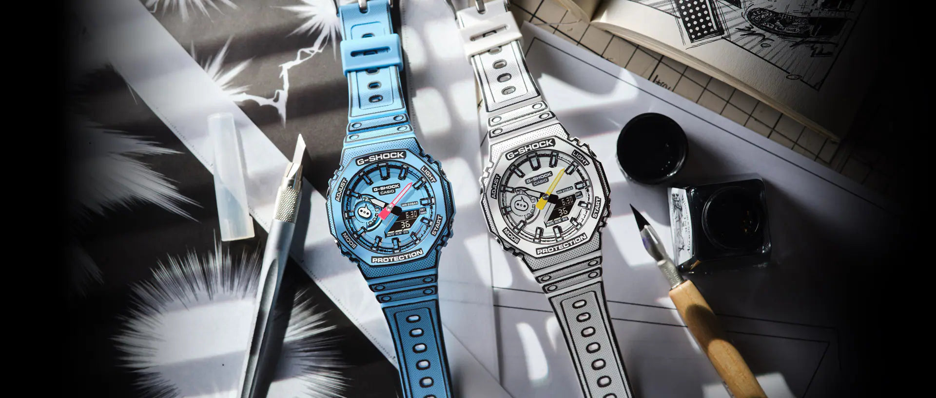 G-Shock MANGA Blue and White