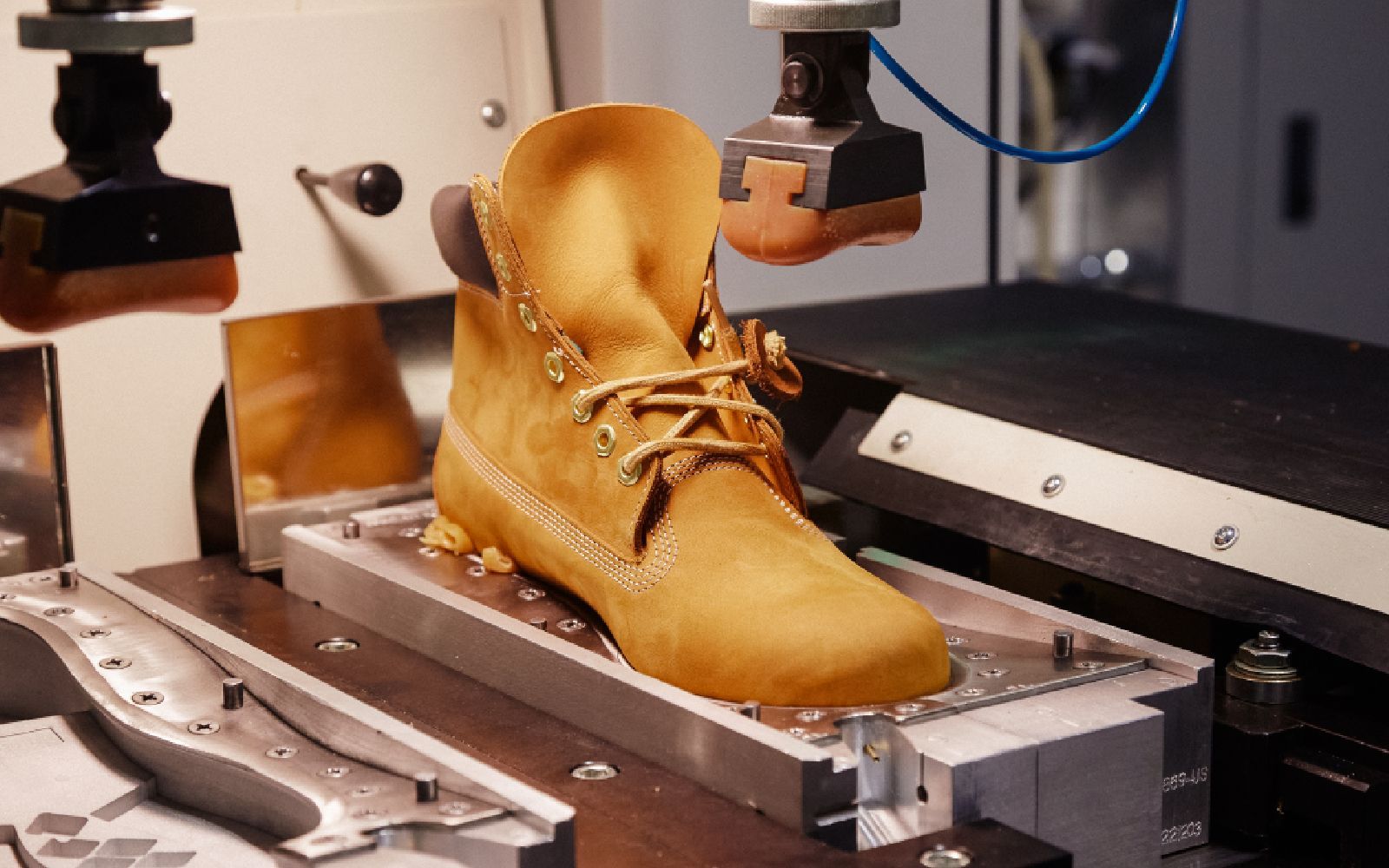Timberland boot under construction