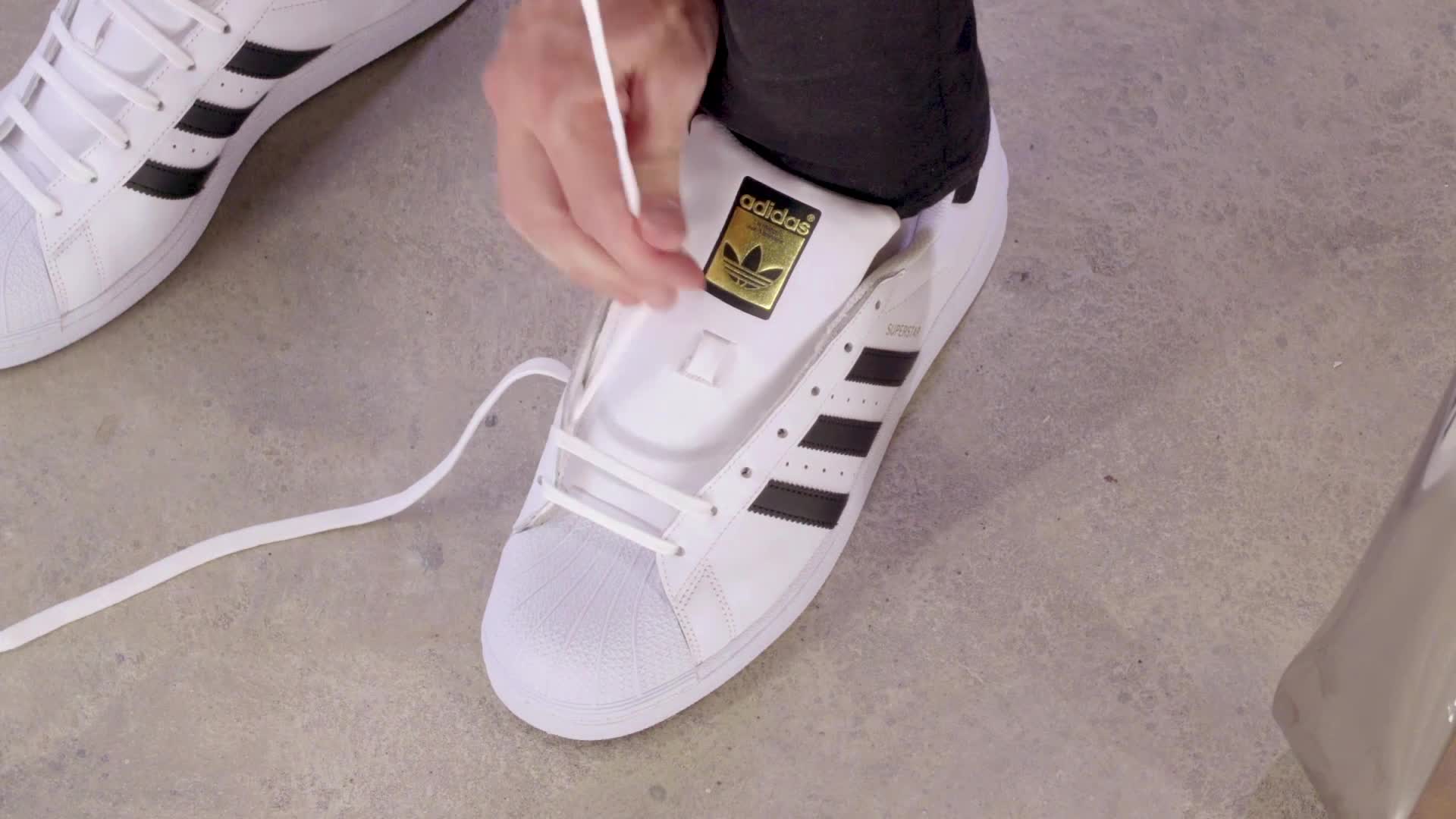 Lacing up a fresh pair of Adidas Superstars