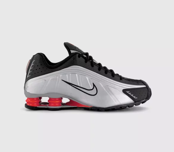 NIKE SHOX R4 ‘Metallic Silver Max Orange’